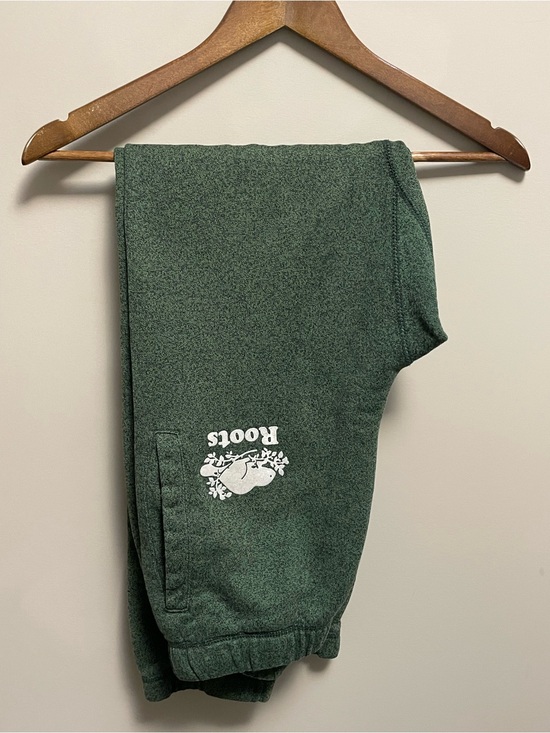 Roots Pants - Roots Forest Green Sweatpants with White Logo Men Women XS